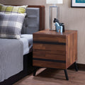 Acme 80622 Karine walnut and black finish wood 2 drawer nightstand bed side end table