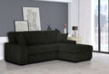 Clarke 2-Piece Black Corduroy Sectional Sofa with Pull-Out Sleeper & Storage Chaise - 8063-2PC