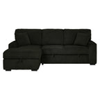 Clarke 2-Piece Black Corduroy Sectional Sofa with Pull-Out Sleeper & Storage Chaise - 8065-2PC