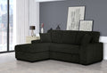 Clarke 2-Piece Black Corduroy Sectional Sofa with Pull-Out Sleeper & Storage Chaise - 8065-2PC