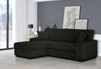 Clarke 2-Piece Black Corduroy Sectional Sofa with Pull-Out Sleeper & Storage Chaise - 8065-2PC