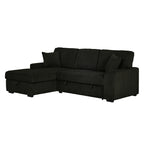 Clarke 2-Piece Black Corduroy Sectional Sofa with Pull-Out Sleeper & Storage Chaise - 8065-2PC