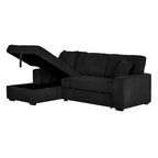 Clarke 2-Piece Black Corduroy Sectional Sofa with Pull-Out Sleeper & Storage Chaise - 8065-2PC
