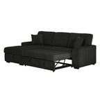 Clarke 2-Piece Black Corduroy Sectional Sofa with Pull-Out Sleeper & Storage Chaise - 8065-2PC