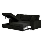 Clarke 2-Piece Black Corduroy Sectional Sofa with Pull-Out Sleeper & Storage Chaise - 8065-2PC