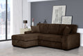 8068-2PC 2 pc Clarke brown corduroy fabric sectional sofa with pull out sleep area and storage chaise