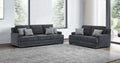 8073 2 pc dark grey chenille fabric sofa and love seat set with nail head trim accents pocket spring seating