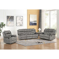 8078 3 pc Gray fabric sofa,  loveseat and chair set with standard motion recliners