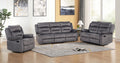 3-Piece Blue Grey Fabric Sofa, Loveseat & Power Motion Recliner Chair Set - 8080