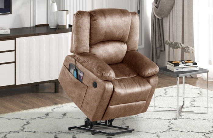 8107 Red barrel studio tan fabric power lift power recliner with heat and massage