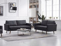 Overturf 2-Piece Dark Grey Mid Century Modern Linen-Like Fabric Sofa & Loveseat Set - 8121-2PC