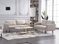 Overturf 2-Piece Beige Mid Century Modern Linen-Like Fabric Sofa & Loveseat Set - 8127-2PC