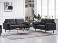 Espana 2-Piece Dark Grey Mid Century Modern Linen-Like Fabric Sofa & Loveseat Set - 8131-2PC
