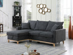 81344 Colton dark gray faux linen woven fabric reversible storage chaise pop up sleep area sectional sofa