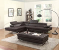 Global United 8136BR-2PC-A 2 pc Latitude run oleander brown leather gel sectional sofa with adjustable headrests and arm with chrome legs