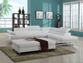 Global United 8136WH-2PC-RAF 2 pc Latitude run oleander white leather gel sectional sofa adjustable headrests RAF chaise