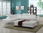 Global United 8136WH-2PC-LAF 2 pc Latitude run oleander white leather gel sectional sofa adjustable headrests with LAF chaise