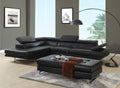 Global United 8136BK-2PC-A 2 pc Latitude ran oleander black leather gel sectional sofa adjustable headrests with chaise