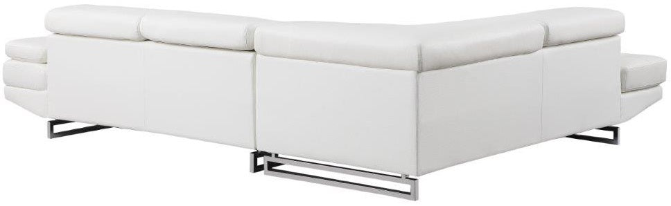 Global United 8136WH-2PC-LAF 2 pc Latitude run oleander white leather gel sectional sofa adjustable headrests with LAF chaise