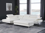 Global United 8136WH-2PC-LAF 2 pc Latitude run oleander white leather gel sectional sofa adjustable headrests with LAF chaise