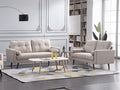 8137-2PC 2 pc Zipcdoe design espana beige mid-century modern linen like fabric sofa and love seat set