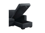 81394 Dennis dark grey linen like fabric convertible pop up sleep area and reversible pop up storage chaise sectional sofa with ottomans
