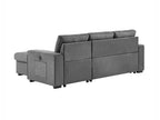 81395GY Toby Grey Woven Fabric Convertible Sectional Sofa with Pop-Up Sleep Area, Storage Chaise & USB Charging