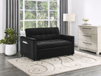 81418 Maeve black velvet fabric 53.5" pop up sleep area fold down back love seat sleeper sofa
