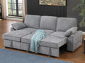 81441 Mackenzie Light Grey Chenille Fabric Convertible Sectional Sofa with Pop-Up Sleep Area, Storage Chaise & USB Charging