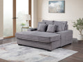 81562 Symphony 67" dark grey corduroy fabric large chaise lounger with cup holders and USB ports