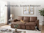 George 95" Caramel Performance Fabric Convertible Sleeper Sectional with Storage Chaise & USB Charging – 81567