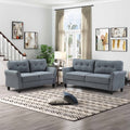 Espana 2-Piece Dark Grey Tufted Back Linen-Like Fabric Sofa & Loveseat Set - 8159-2PC