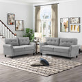 Espana 2-Piece Light Grey Tufted Back Linen-Like Fabric Sofa & Loveseat Set - 8160-2PC