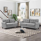 Espana 2-Piece Light Grey Tufted Back Linen-Like Fabric Sofa & Loveseat Set - 8160-2PC