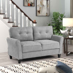 Espana 2-Piece Light Grey Tufted Back Linen-Like Fabric Sofa & Loveseat Set - 8160-2PC
