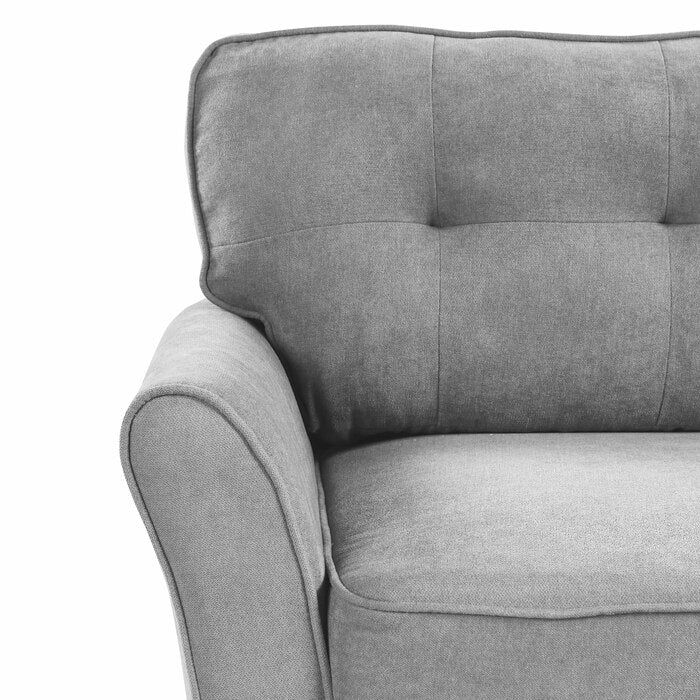 Espana 2-Piece Light Grey Tufted Back Linen-Like Fabric Sofa & Loveseat Set - 8160-2PC