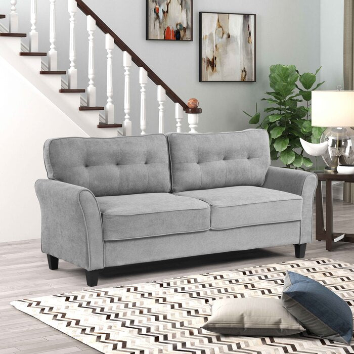 8160-2PC 2 pc Zipcdoe design espana light grey tufted back linen like fabric sofa and love seat set