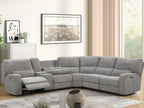 81610-6PC Anthony 6-Piece Light Grey Chenille Power Reclining Sectional with USB Charging