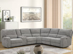 81610-6PC Anthony 6-Piece Light Grey Chenille Power Reclining Sectional with USB Charging