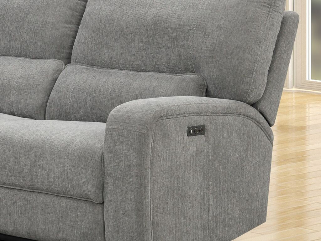 81610-6PC Anthony 6-Piece Light Grey Chenille Power Reclining Sectional with USB Charging