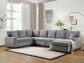 81620 3 pc Samara grey chenille fabric 137" sectional sofa set storage in love seat with chaise