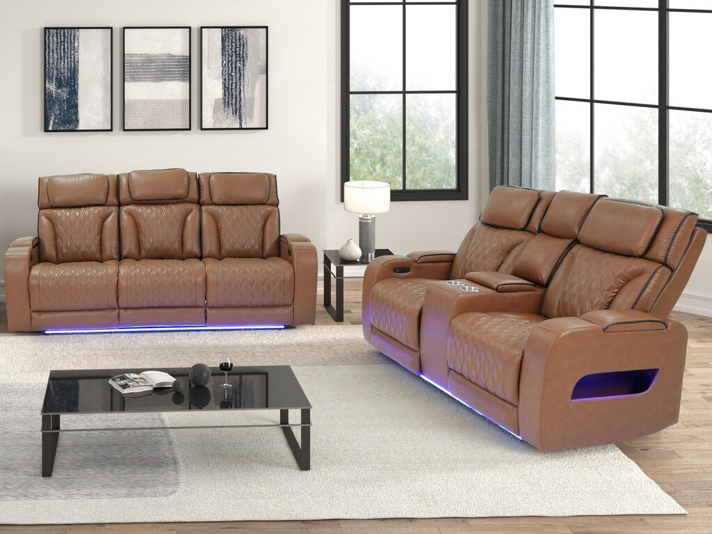81639-SL Jazz Fortuner Light Brown Faux Leather Power Motion Sofa