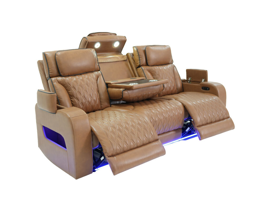 81639-SL Jazz Fortuner Light Brown Faux Leather Power Motion Sofa
