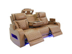 81639-SL Jazz Fortuner 2-Piece Light Brown Faux Leather Power Motion Sofa & Loveseat with Wireless Charging & LED