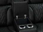 81640-SL Jazz Fortuner 2-Piece Black Faux Leather Power Motion Sofa & Loveseat with Wireless Charging & LED