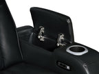 81640-SL Jazz Fortuner 2-Piece Black Faux Leather Power Motion Sofa & Loveseat with Wireless Charging & LED