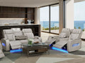81641-SL Jazz Fortuner 2-Piece Ice Faux Leather Power Motion Sofa & Loveseat with Wireless Charging & LED
