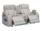 81641-SL Jazz Fortuner 2-Piece Ice Faux Leather Power Motion Sofa & Loveseat with Wireless Charging & LED