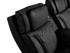 81642 Jazz black faux leather sectional sofa with power motion recliners and LED lighting with USB speaker system