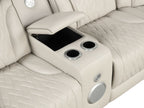 81643 Jazz ice faux leather sectional sofa with power motion recliners and LED lighting with USB speaker system